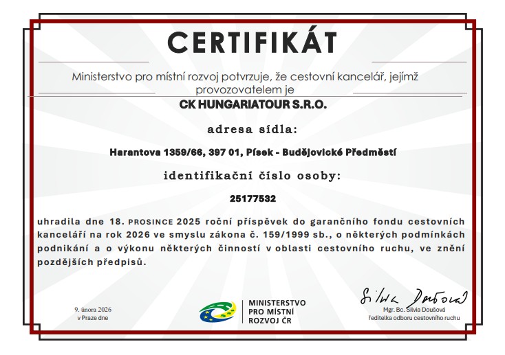 Certifikát Ministerstva pro místní rozvoj